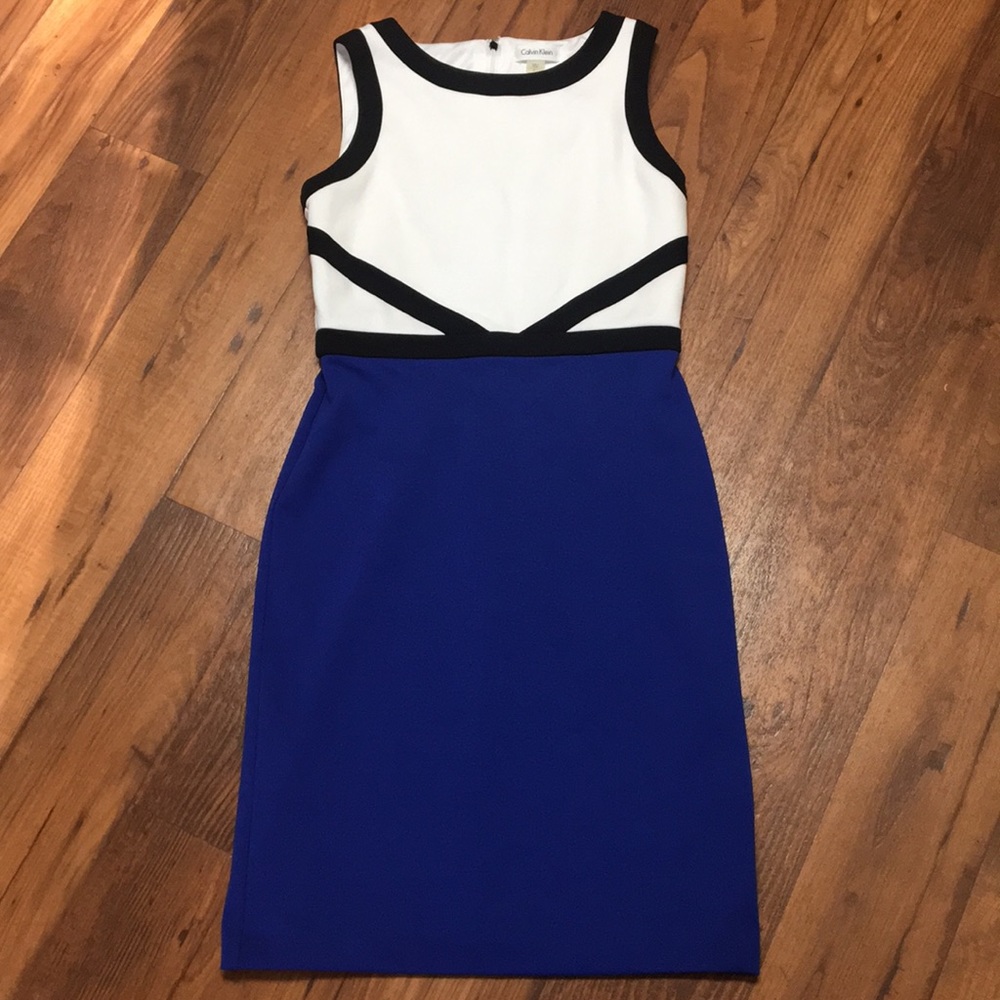 CK summer colorblock blue black white midi dress